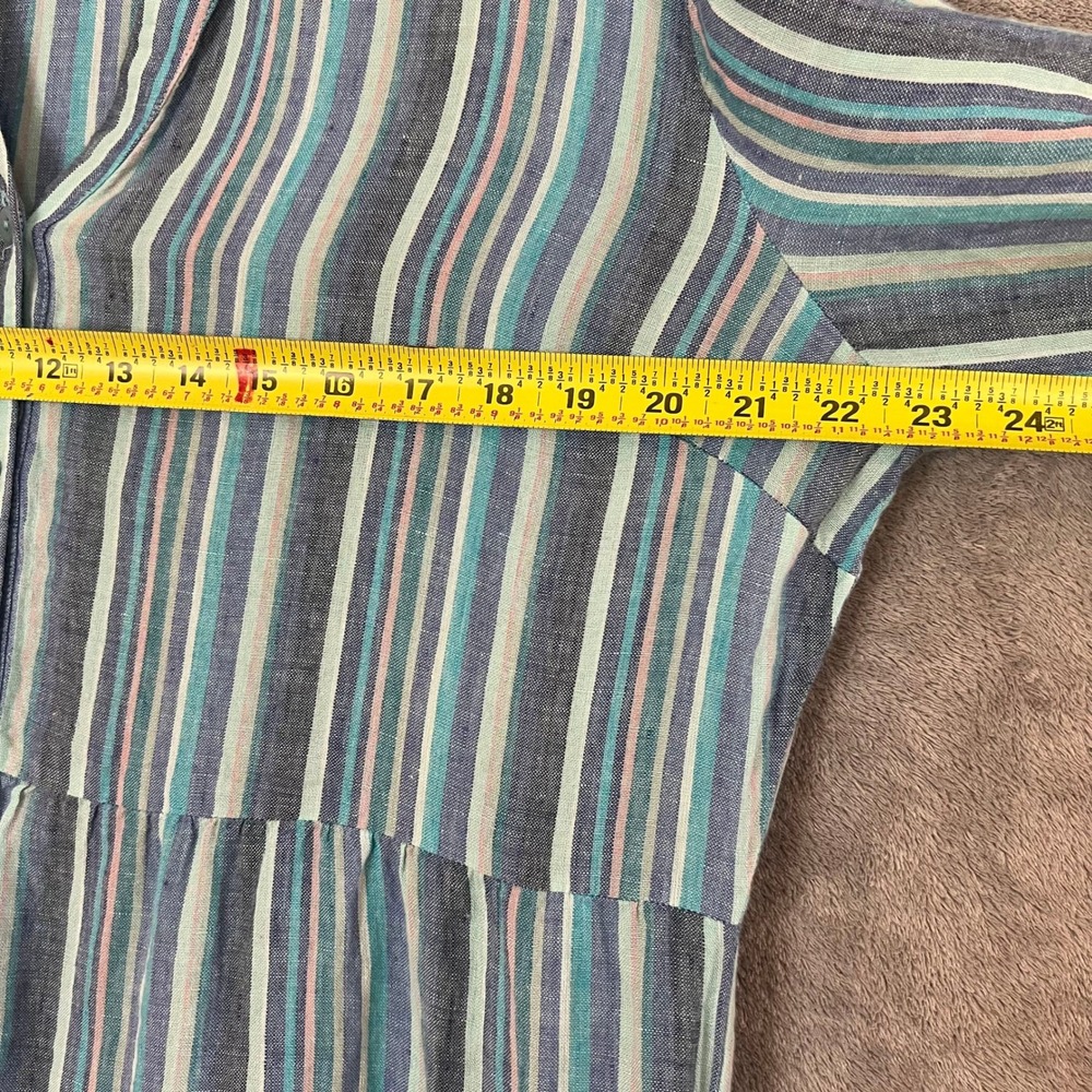 Soft Surroundings Tiered Midi Dress Womens XL Striped 100% Linen Resort - Picture 5 of 9